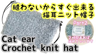 Nosew cat ear knit hat かぎ針編み♪100均セリアの毛糸でLE SSERAFIMの咲良ちゃんみたいな猫耳ニット帽が可愛い♪ [upl. by Gabbie]