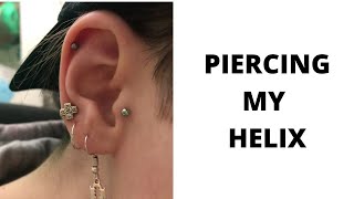 PIERCING MY OWN HELIX cartilage AT HOME Age 15  BLOOD WARNING  Biddle [upl. by Frasier]