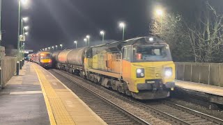 Late Night At Tamworth Station Busy with Freight Trains 25124 [upl. by Alehc]