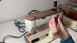 Waltsons Celestial Cub 4 Sewing Machine put bobbin in the bobbin case [upl. by Welford642]