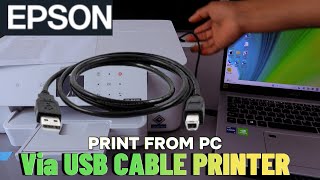 How to Print From Any Laptop or Tablet via USB Cable Connect Epson Printer To PC Using USB Cable [upl. by Ytsud]