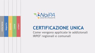 Certificazione Unica  Come vengono applicate le addizionali IRPEF regionali e comunali [upl. by Wendi]