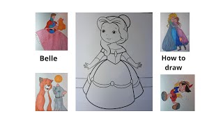 How to draw a Belle in color DIY Teach children to draw For kids and parents [upl. by Syned]