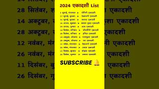 आने वाली एकादशियों की लिस्ट 2024  2024 Ekadashi List 🙏 [upl. by Yemorej]