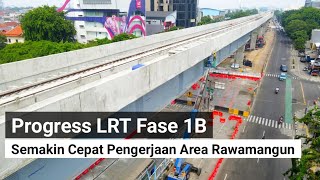 progress LRT fase 1b semakin rapih amp atap stasiun lrt rawamangun semakin ke tutup rel sudah panjang [upl. by Faxan]