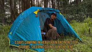 solo camping in heavy rain and nonstop storms sleeping soundly in a comfortable tent [upl. by Lamoureux]