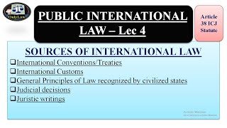 Sources of International Law Article 38 ICJ Statute Public International Law LEC 4 OnlyLaw [upl. by Nya955]