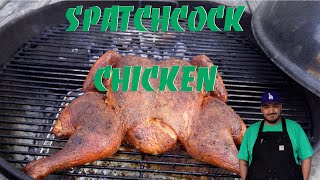 Spatchcock chicken on a Weber 22quot [upl. by Kcirtemed209]