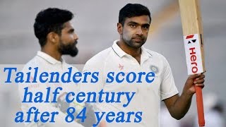 Ashwin Jadeja Jayant hit halfcentury first in 84 Indian Test history  Oneindia News [upl. by Barrington]