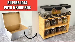 A Superb recycling idea with a Shoe Cardboard box DIY Organizer For Kitchen Cardboard box reuse [upl. by Khichabia340]