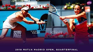 Simona Halep vs Karolina Pliskova  2018 Mutua Madrid Open Quarterfinal  WTA Highlights [upl. by Ecneps]