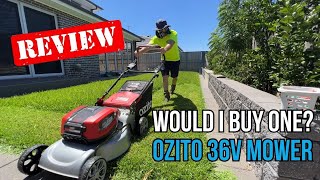 Ozito PXC 36v Battery Lawn Mower Review I had VERY LOW expectations [upl. by Leumel538]