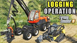 FS19 FIRST MULTIPLAYER LOGGING GAMEPLAY THE START OF OUR LOGGING BUSINESS BUYING LAND amp EQUIPMENT [upl. by Deevan]