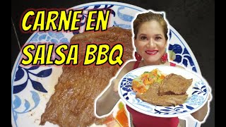 CARNE DE RES EN SALSA BBQ RECETA [upl. by Hitchcock]