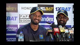 Dimuth Karunaratne and Prabath Jayasuriya addressing the media after winning the 1st Test vs Ireland [upl. by Westlund]