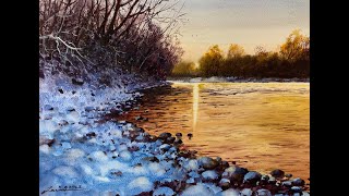 Watercolor painting tutorial  Snowy Scene [upl. by Sidonie]