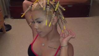 How to get straight hair CURLY Pencil Curls NO HEAT  Kryssss [upl. by Rodama784]