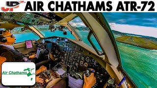 Air Chathams ATR72 Cockpit to Chatham Islands from Auckland to Wellington [upl. by Eidolem]