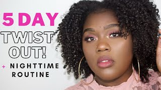 5 Days Twist out Routine for Low Density Thin Natural Hair and Nighttime Routine [upl. by Fantasia]