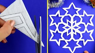 Paper Cutting Design❄️5 Snowflake ideas for Christmas and New Year Paper Decorations ❄ easy [upl. by Magan]