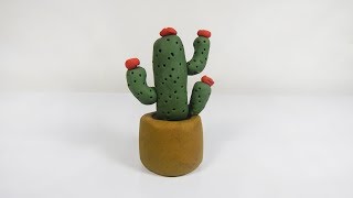 Cómo hacer un cactus de plastilina fácil paso a paso arcilla porcelana plantas [upl. by Fawna]