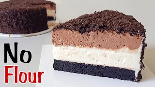 No Flour Double Cheesecake  Easy Double Fromage Cheesecake  Oreo Cheesecake Recipe [upl. by Gretel16]