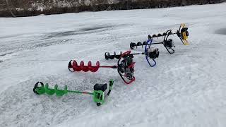 5 Ice Auger Challenge  Ion Eskimo Propane Rapala and 2 Jiffy Augers Head to Head [upl. by Mulligan]