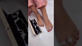 new peacock anklet with Toe ring design 👌🥰viralvideo silver anklets design payal new shorts [upl. by Tezzil]