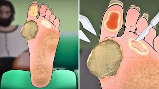 Tingle ASMR Foot Treatment Removing Warts amp Calluses  Relaxing 2D Animation [upl. by Annwahs]