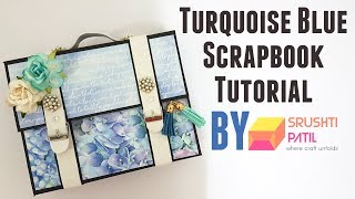 Turquoise blue scrapbook Tutorial by Srushti Patil [upl. by Acinaj]