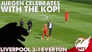 Klopp Celebrates With The Kop  Liverpool 31 Everton [upl. by Adnalohs]