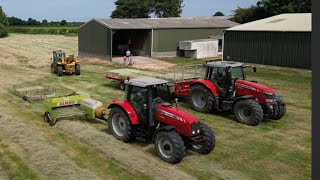 Massey Ferguson 5465 amp Claas Markant 65 making hay [upl. by Shaun]