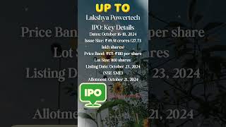 Lakshya Powertech IPO 2024 Dates Price Listing amp More  Upcoming IPO  IPO UpcomingIPOs [upl. by Lulu]