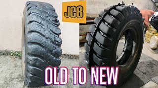 TYRE RESOLING PROCESS JCB TYRE TYRE RETREADING  Restoration [upl. by Herodias]