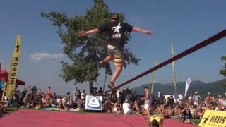 Slackline World Cup Qualification  Leo vs Stefan  Freakwave Festival Bregenz [upl. by Ahseiuqal125]