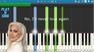 Lady Gaga  with lyrics  Ill Never Love Again Piano Accompaniment Tutorial with Lyrics  Karaoke [upl. by Adnarem331]