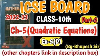 icse cl10th ch5 ex5d part2 class10 icse  Dharacharya Sutraxb±√b²4ac2a [upl. by Anitnamaid87]