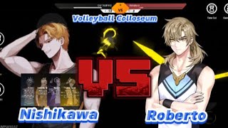 The spike crossNishikawa VS Roberto The spike volleyball colloseum [upl. by Caritta]