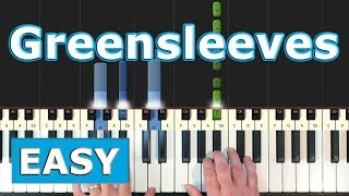 Greensleeves  EASY Piano Tutorial  Sheet Music Synthesia [upl. by Anelrad]