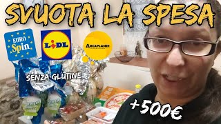 🛒MEGASUPER SVUOTA la SPESA EUROSPIN LIDL ARCAPLANET e SENZA GLUTINE🛒500€😱 [upl. by Haven]