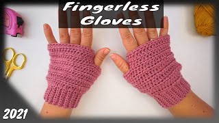 How to Crochet fingerless gloves tutorial  Crochet wrist warmers  Crochet arm warmers [upl. by Dotson]