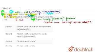 A Wilting occurs due to loss in turgidity R Turgor pressure checks the excessive entry of [upl. by Welbie]