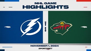 NHL Highlights  Lightning vs Wild  November 1 2024 [upl. by Haroved]