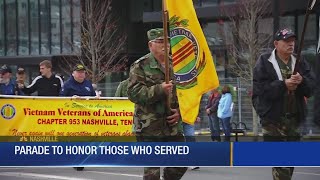 Nashville hosts Veterans Day Parade on Broadway [upl. by Esiuqcaj]