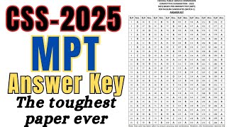 CSS2025 MPT Answer Key Official FPSC MCQS ANSWERKEY [upl. by Sinylg]