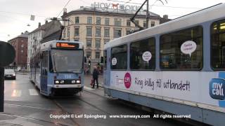 Oslo sporveier  trams at Majorstuen Oslo Norway [upl. by Fawcett]