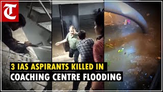 Horrific video shows water gushing into Delhi coaching centre basement where students were trapped [upl. by Shore530]