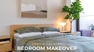 Cozy Bedroom Makeover  Oak amp Green Tranquil Retreat Room Tour [upl. by Emmer]