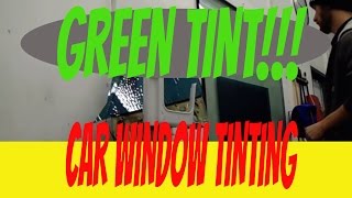 GREEN TINT Car window tint installation  How to tint car windows with glass out [upl. by Gates]