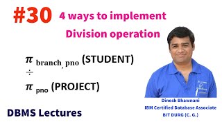 4 ways to implement Division operation in SQL  Dinesh Bhawnani  BIT DURG [upl. by Lebbie]